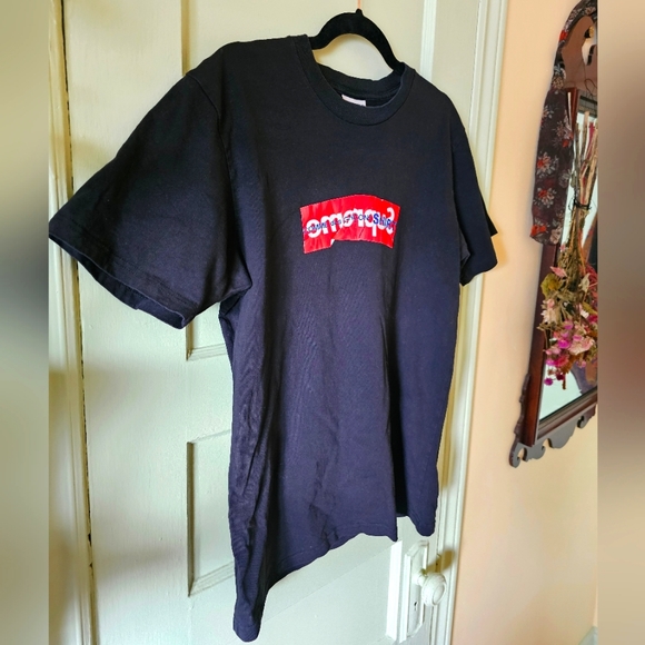Supreme x CDG Comme Des Garçons crumpled box logo tee shirt - Picture 8 of 10